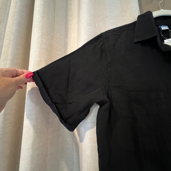 NWT Old Navy Crinkle Gauze Black Romper Waist Defined, Size Medium Tall - Picture 6 of 12